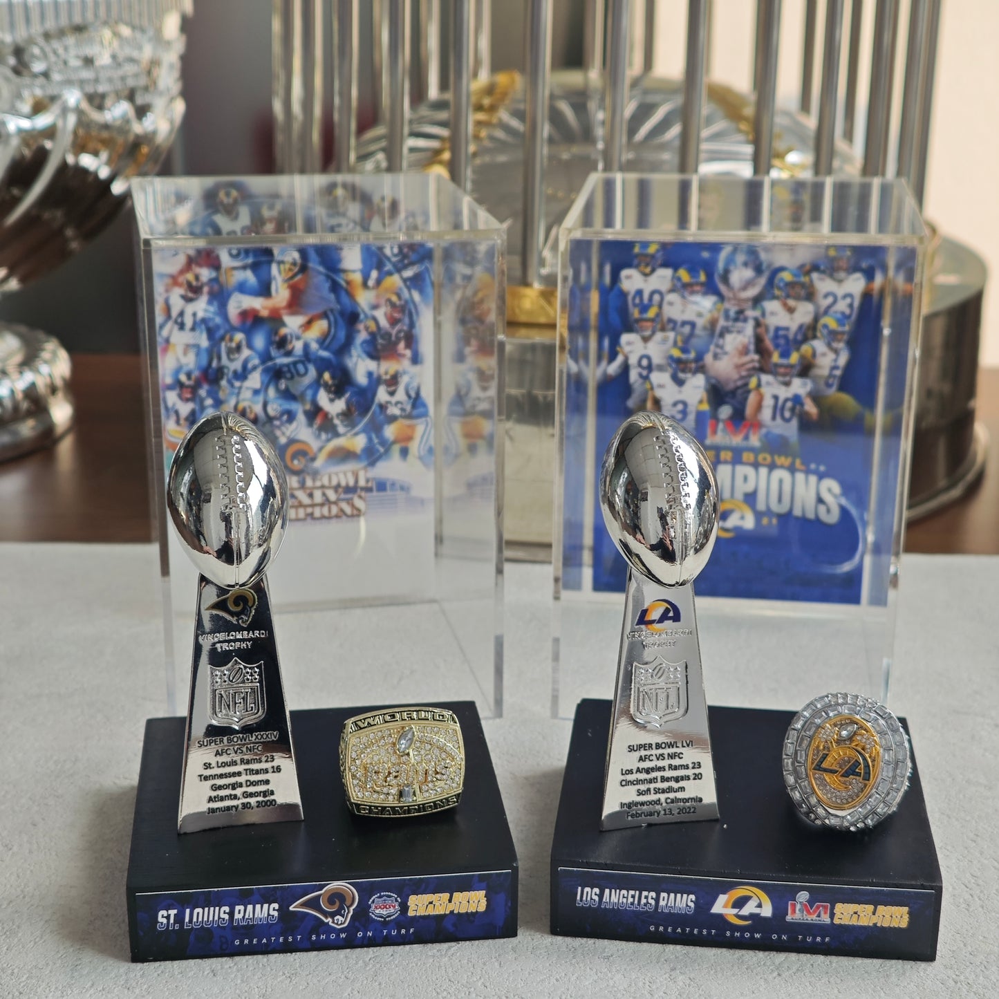 2022 Los Angles Rams Super Bowl LVI Championship Trophy Display Case