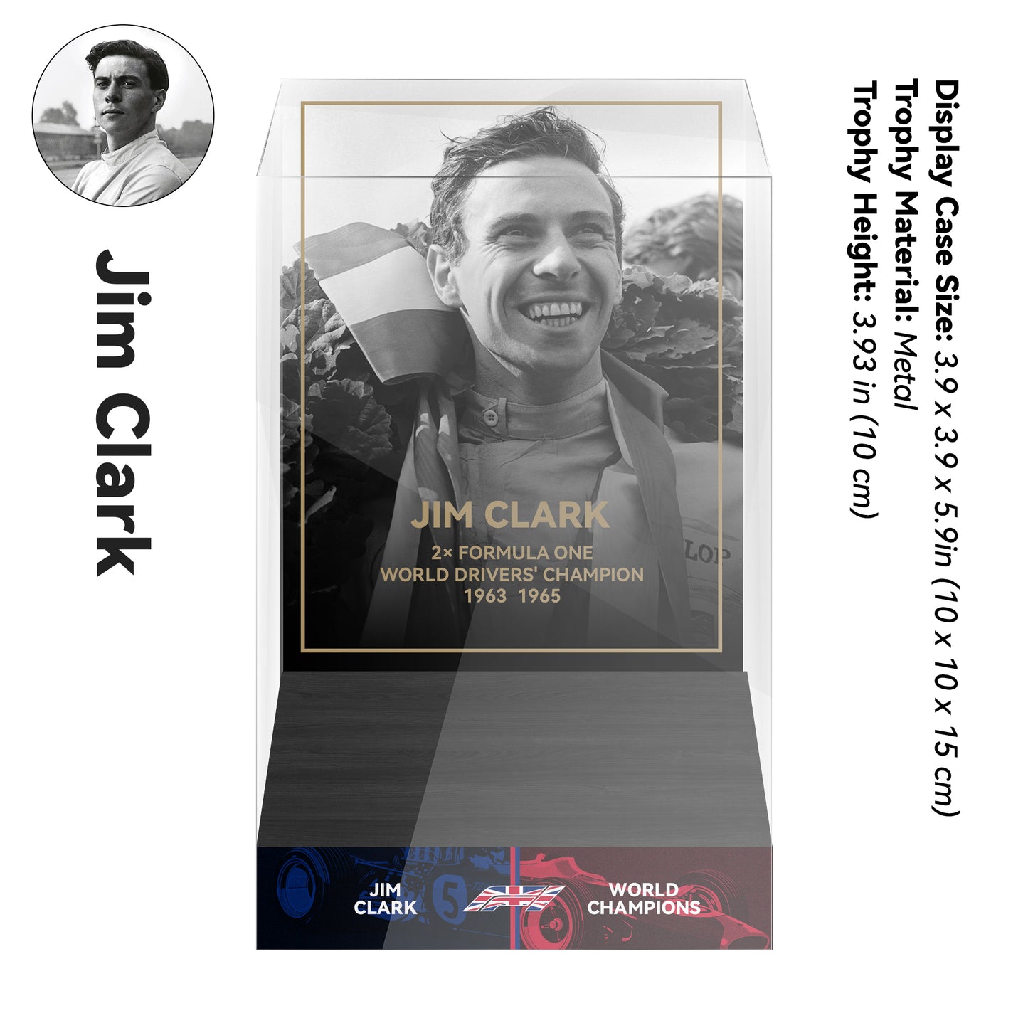 Jim Clark Formula One World Drivers' Champions Trophy Display Case