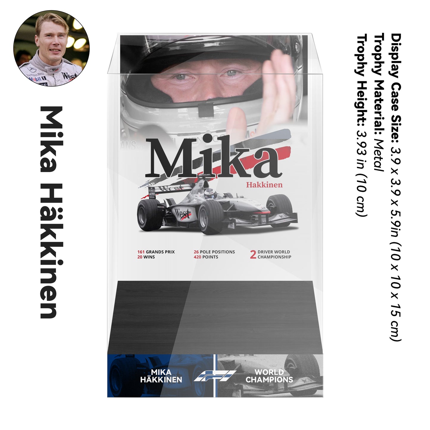 Mika Häkkinen Formula One World Drivers' Champions Trophy Display Case