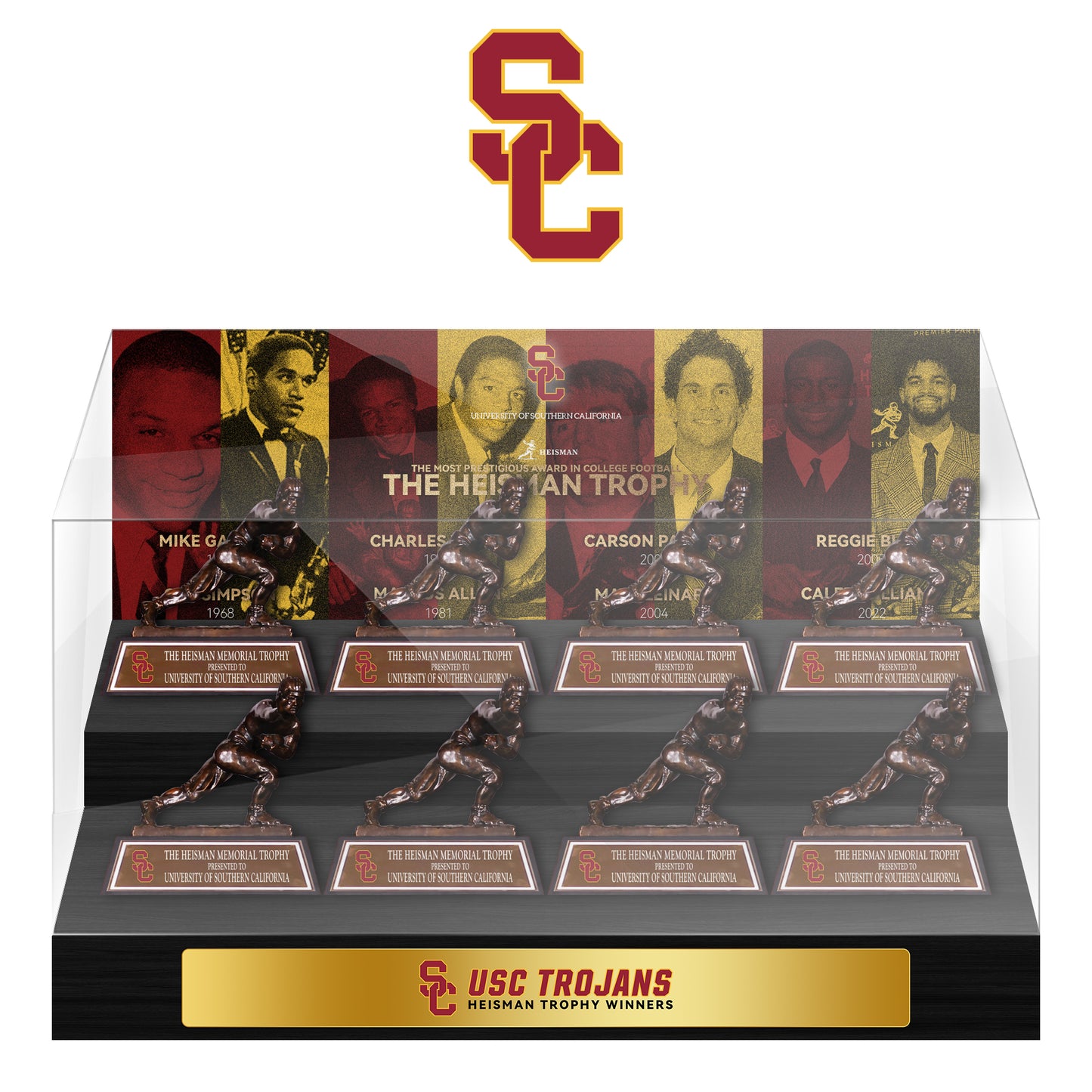 USC Trojans NCAA Heisman Trophy Display Case