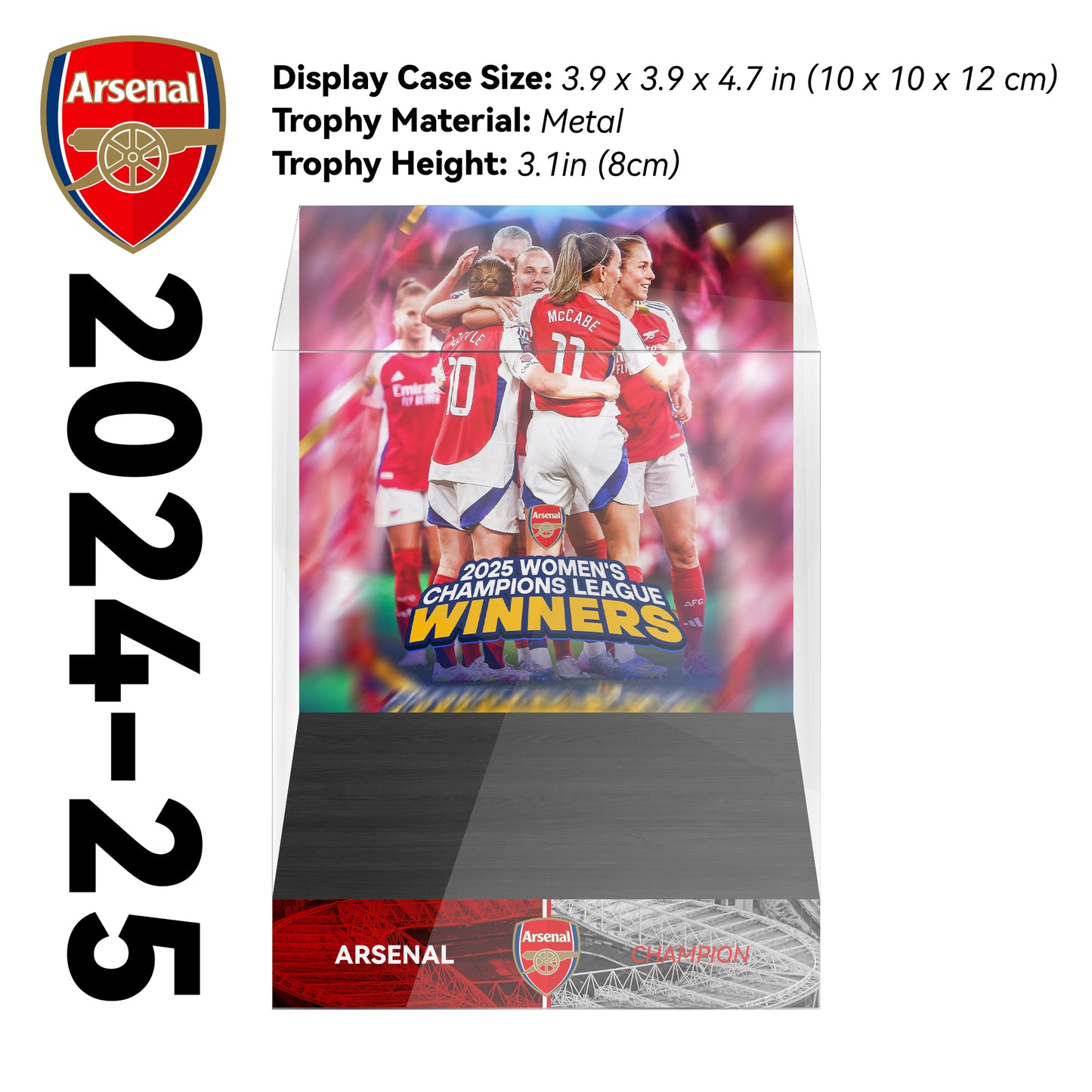 2024–25 UEFA Women's Champions League Arsenal Football Trophy Display Case