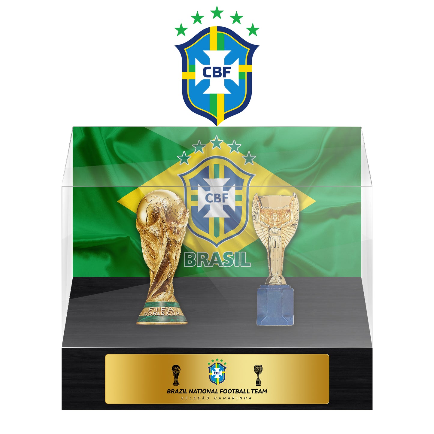 Brazil National Football Team Championship Trophy Display Case