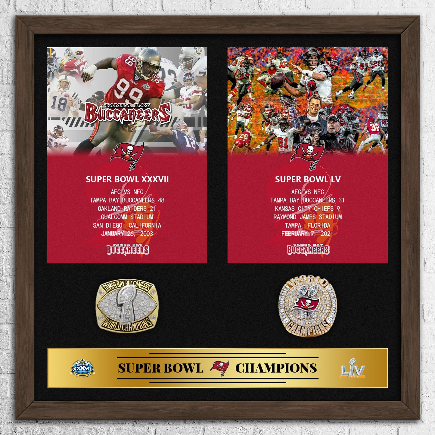Tampa Bay Buccaneers NFL Super Bowl Championship Ring Pendant Frame