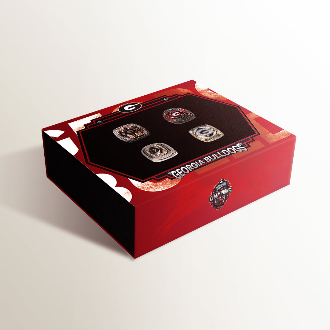 2022/23 Georgia Bulldogs College National Champions & SEC & Peach Bow & CFP 4 Championship Rings Box NCAA