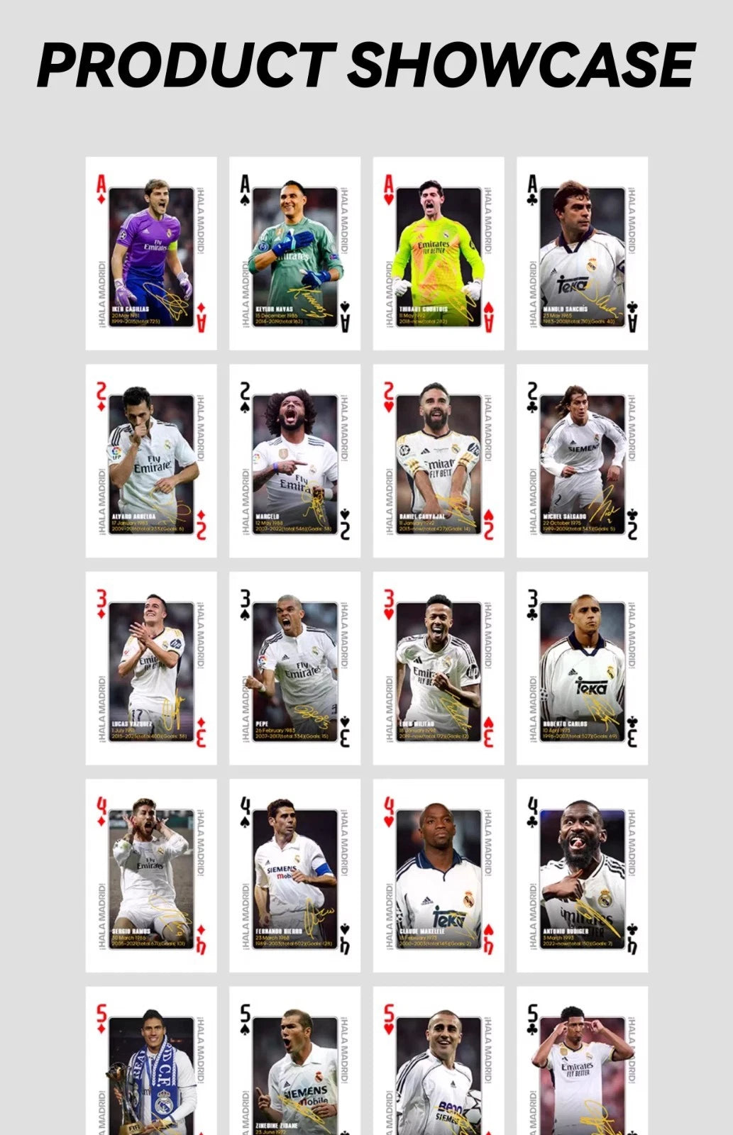 Real Madrid Legends Commemorative Collection Poker Cards