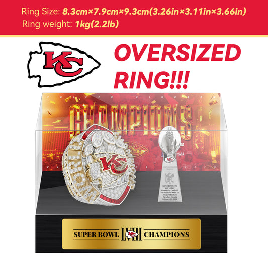 2024Kansas City Chiefs Super Bowl Championship Trophy Oversized Ring Display Case- Official Edition