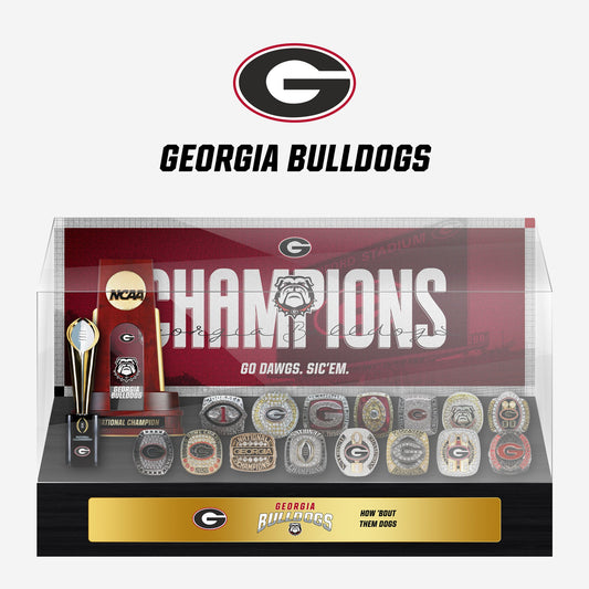 Georgia Bulldogs Championship Trophy And Ring Display Case