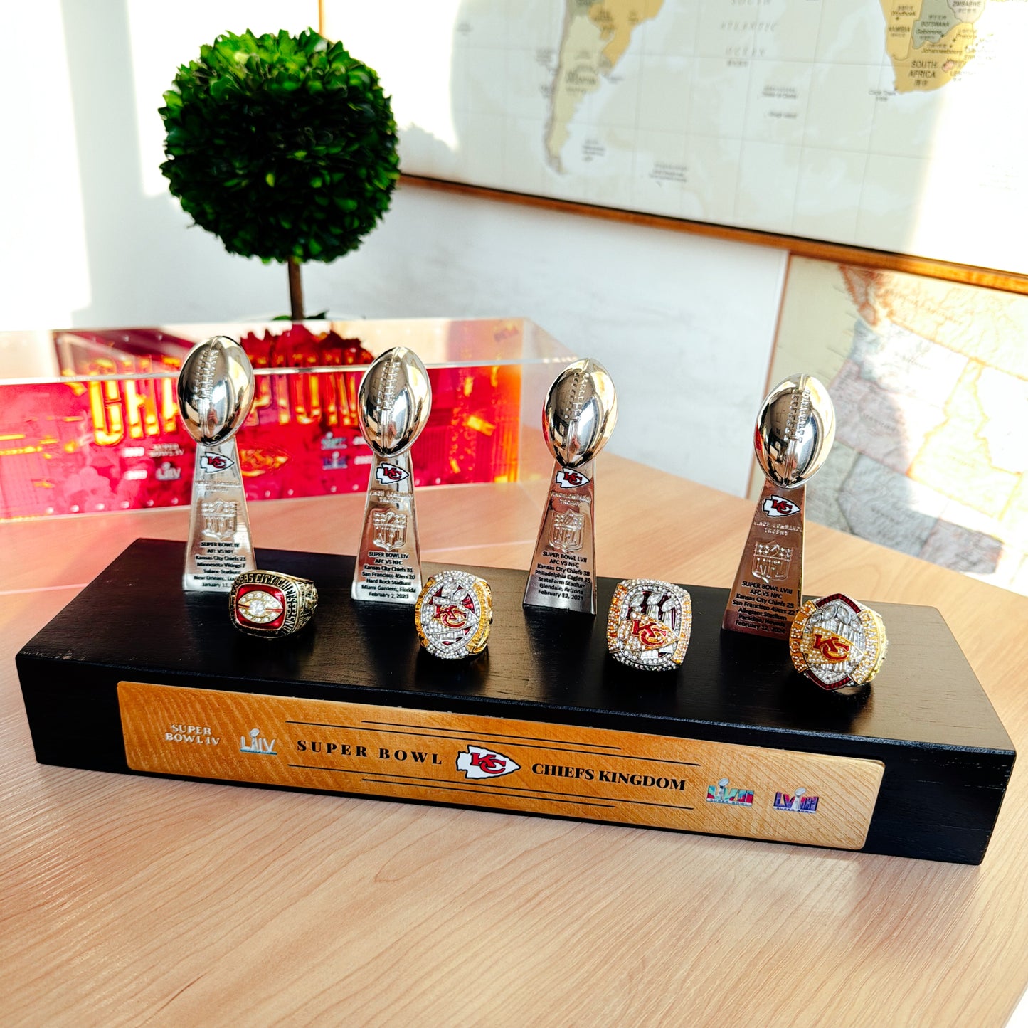 Kansas City Chiefs Super Bowl Championship Trophy Ring Display Case- Official Edition