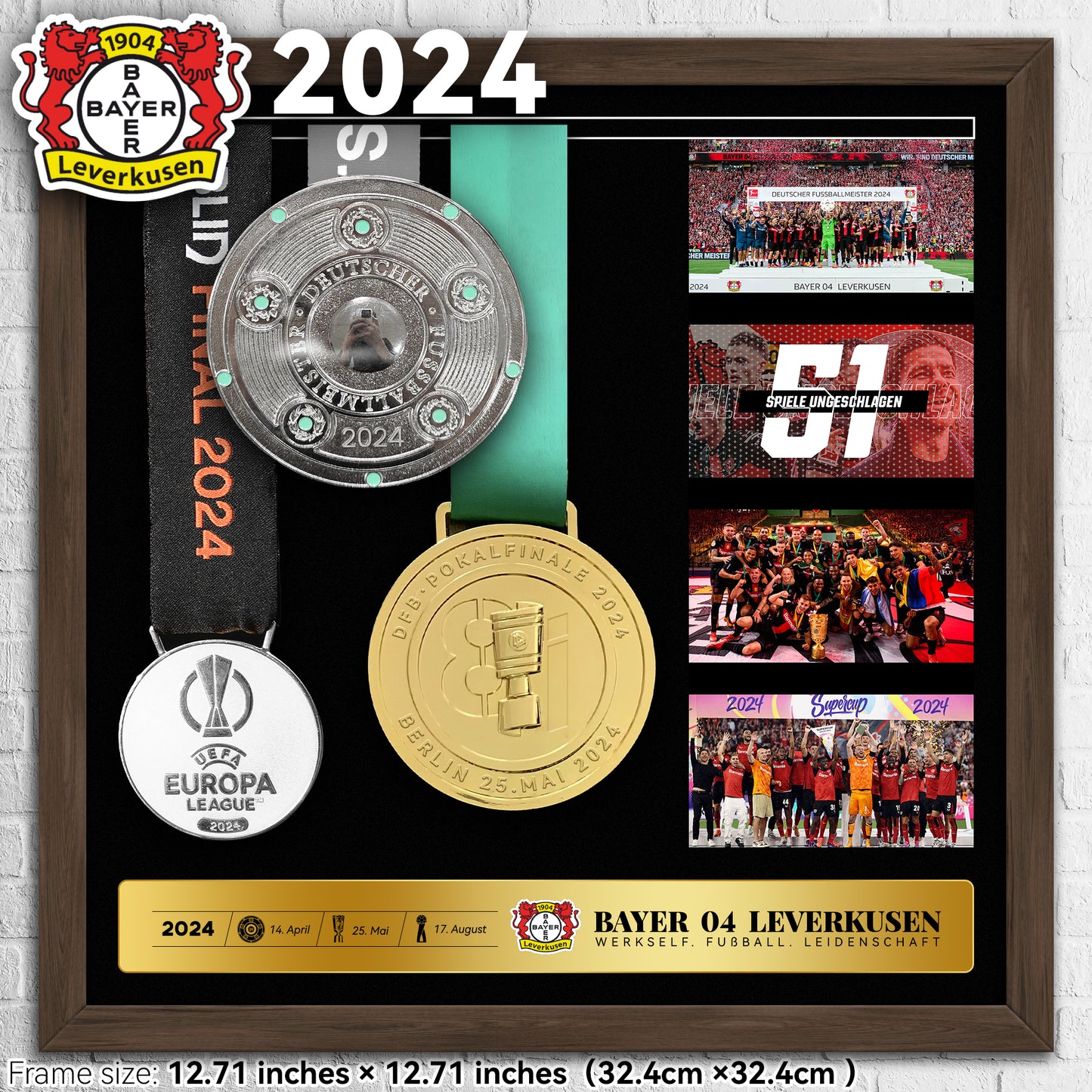 2023-24 BAYER O4 LEVERKUSEN Football Medal Frame