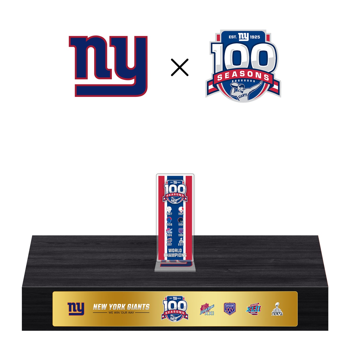 New York Giants 100th Anniversary Collection Trophy Ring Display Case