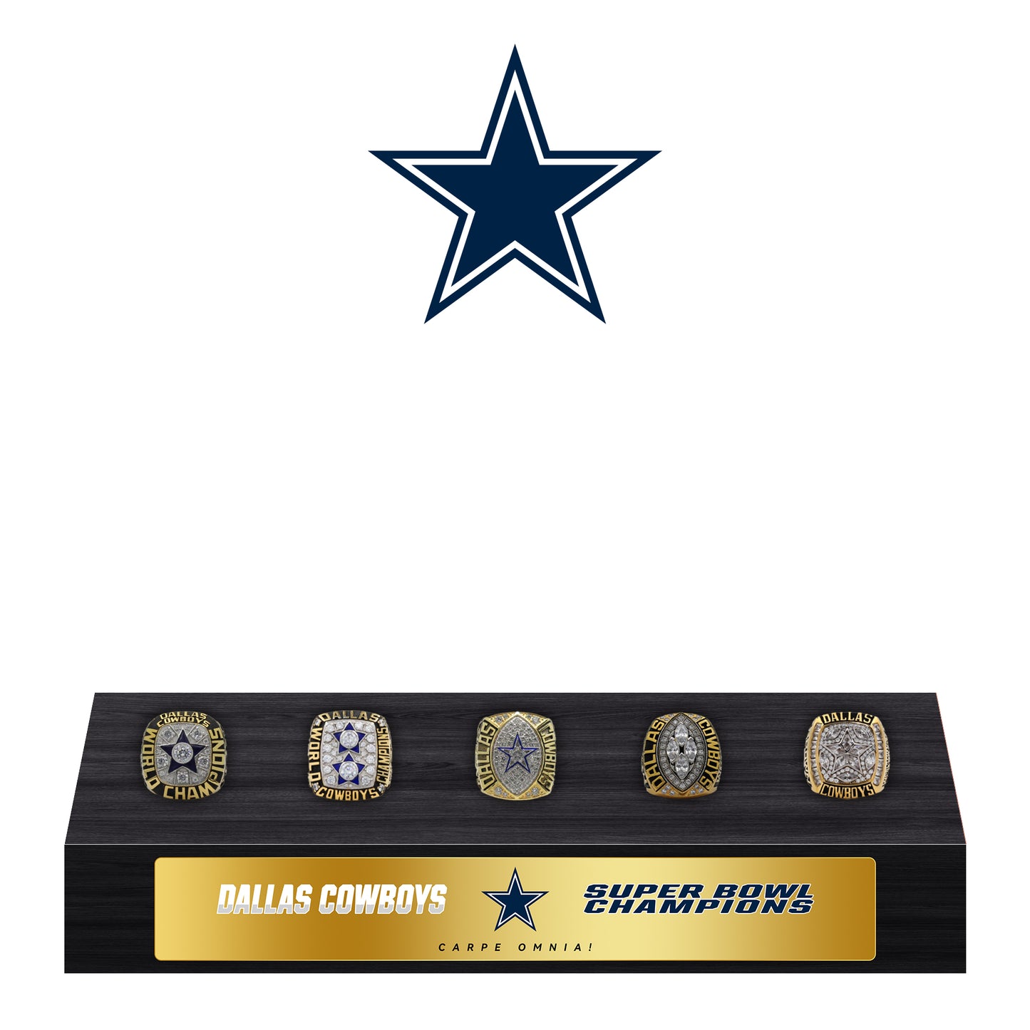 Dallas Cowboys Super Bowl Championship Trophy Ring Display Case