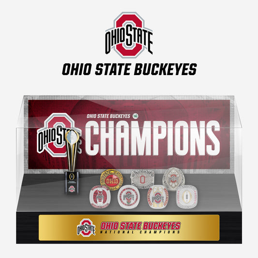 Ohio State Buckeyes College NCAA Football Championship Trophy And Ring Display Case