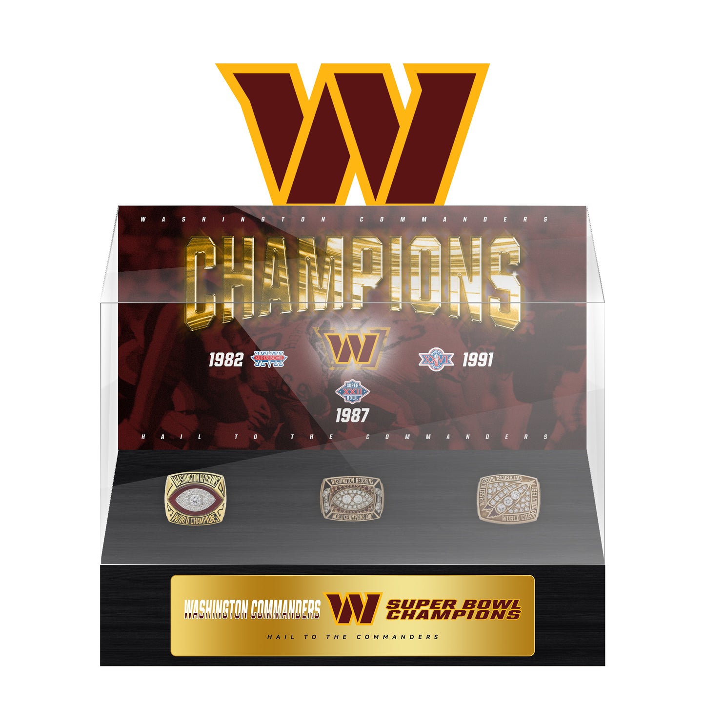 Washington Redskins Super Bowl Championship Trophy Ring Display Case