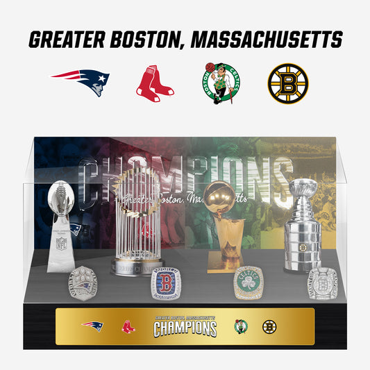 Greater Boston Championship Trophy and Rings Display Case