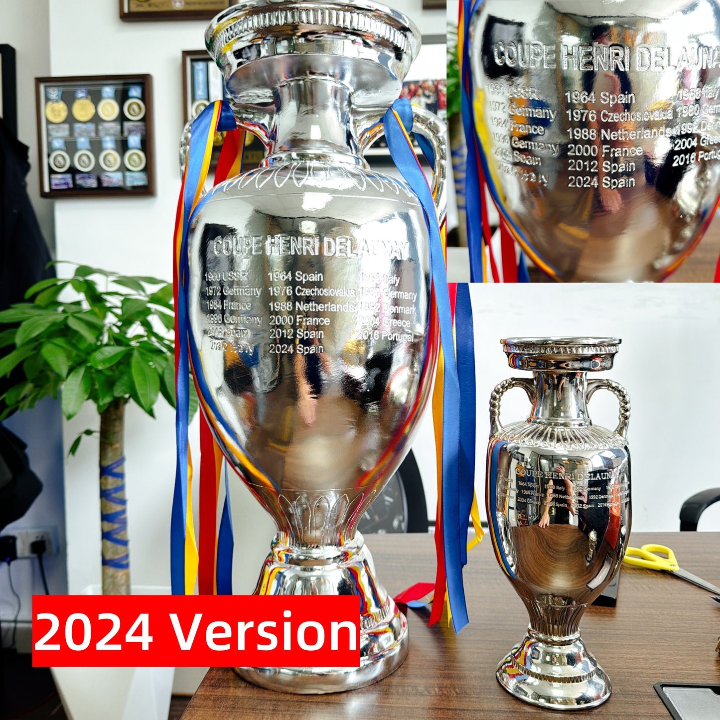 UEFA Euro Cup Trophy Henri Delaunay Cup(Indicate what ribbon you want)