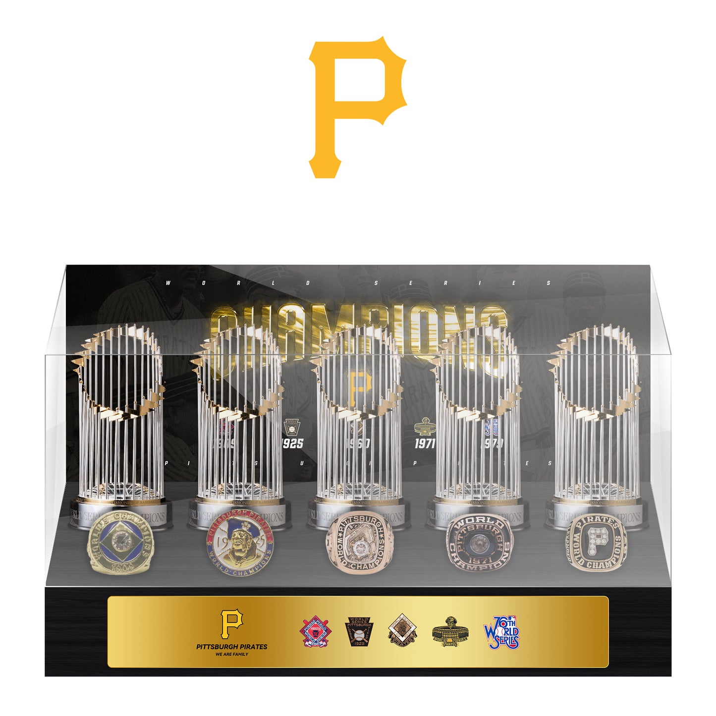 Pittsburgh Pirates MLB World Series Championship Trophy And Ring Display Case