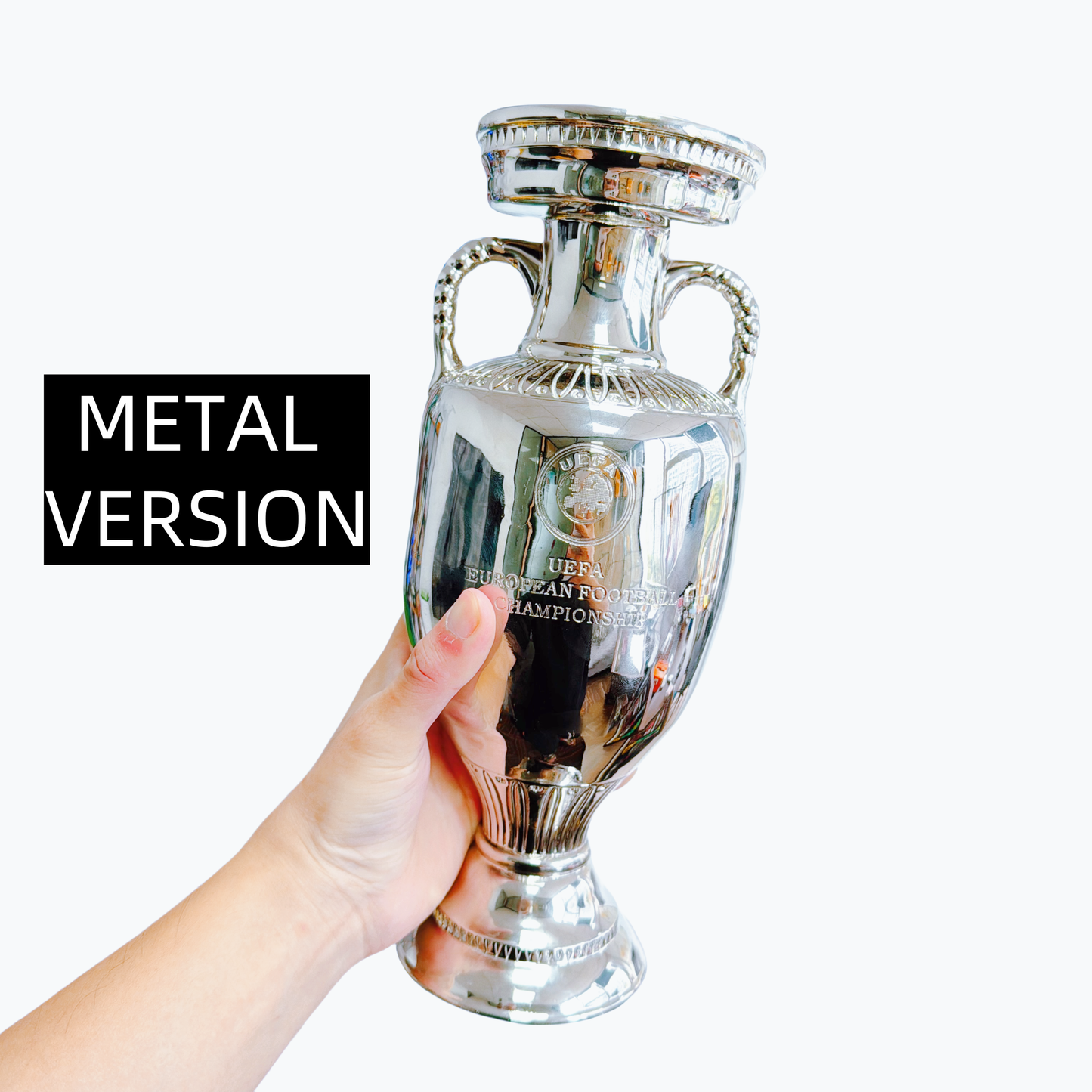 [Metal Version]UEFA Euro Cup  Trophy Henri Delaunay Cup(Indicate what ribbon you want)