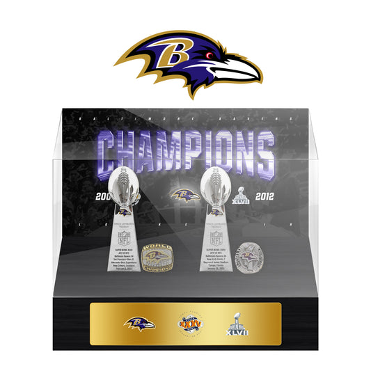 Baltimore Ravens Super Bowl Championship Trophy Ring Display Case