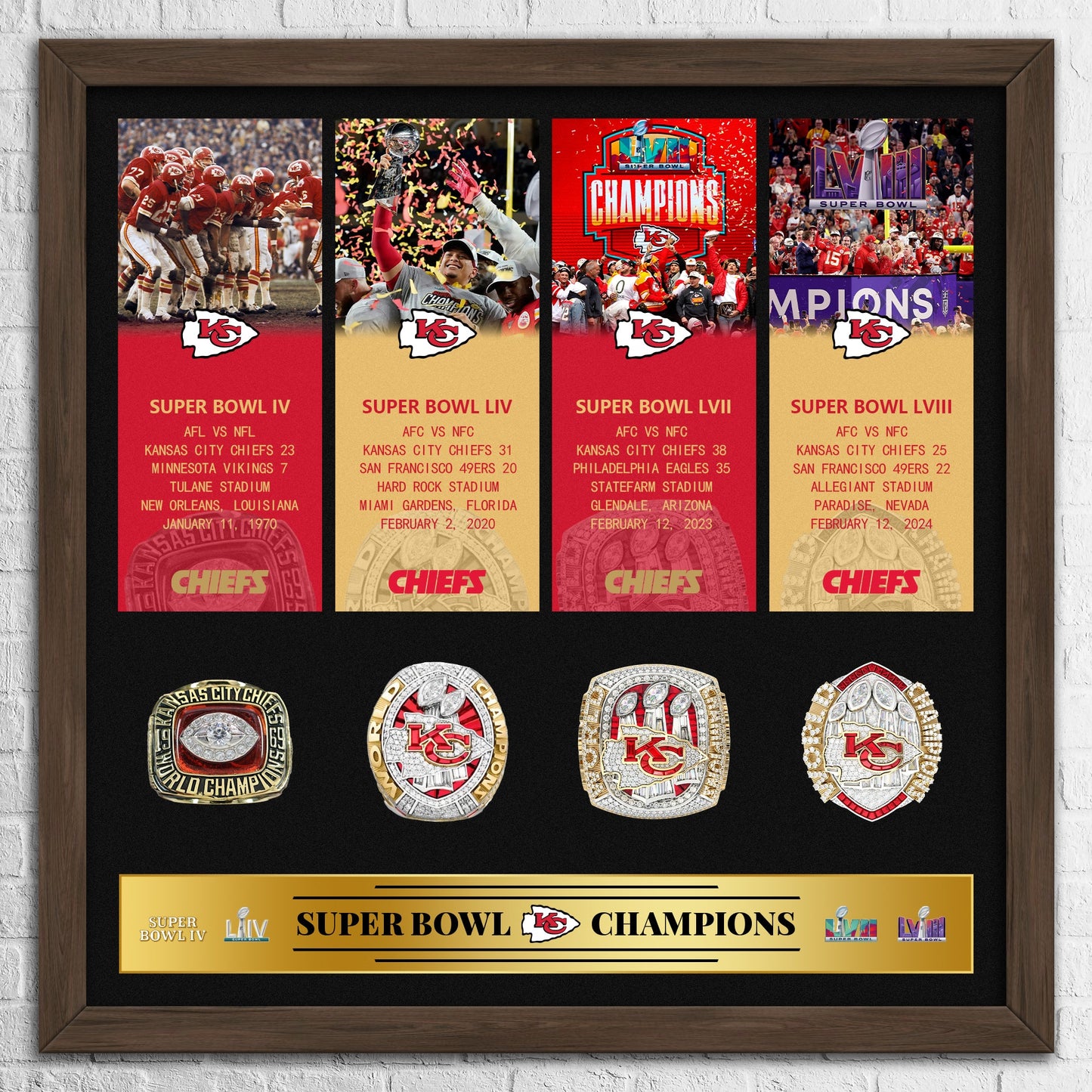 Kansas City Chiefs NFL Super Bowl Championship Ring Pendant Frame