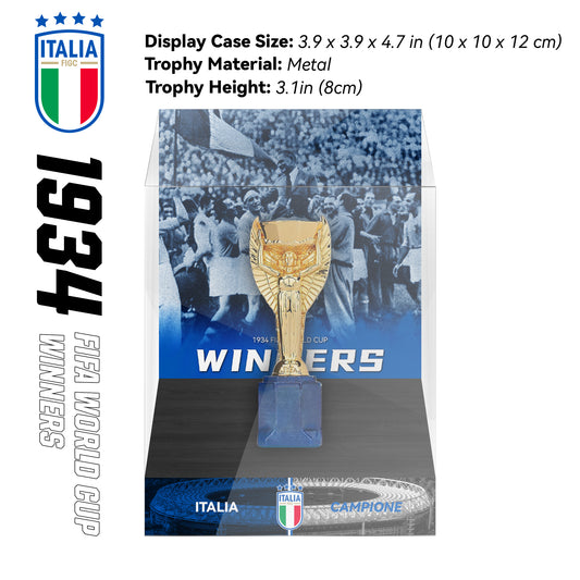 1934 Italy Rimet Cup Championship Trophy Display Case