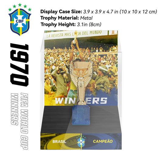 1970 Brasil  Rimet Cup Championship Trophy Display Case