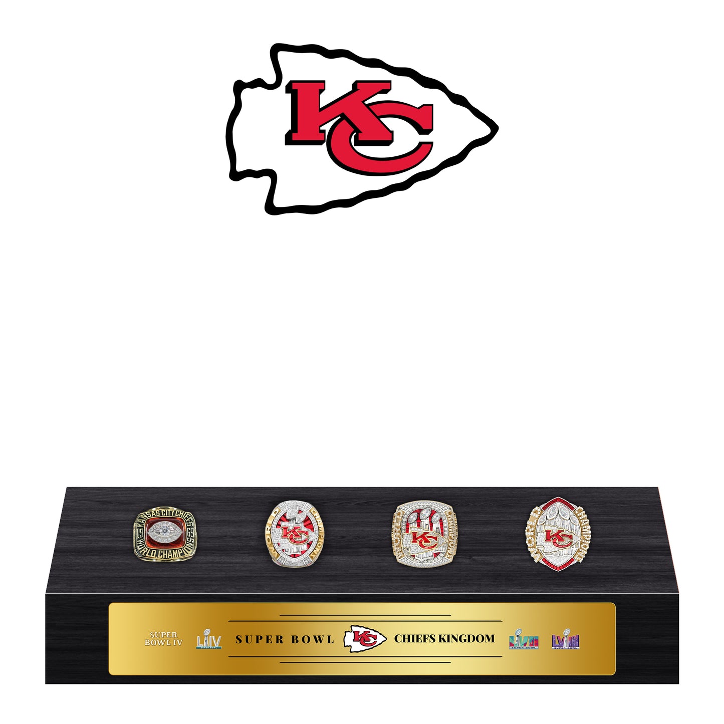 Kansas City Chiefs Super Bowl Championship Trophy Ring Display Case- Official Edition