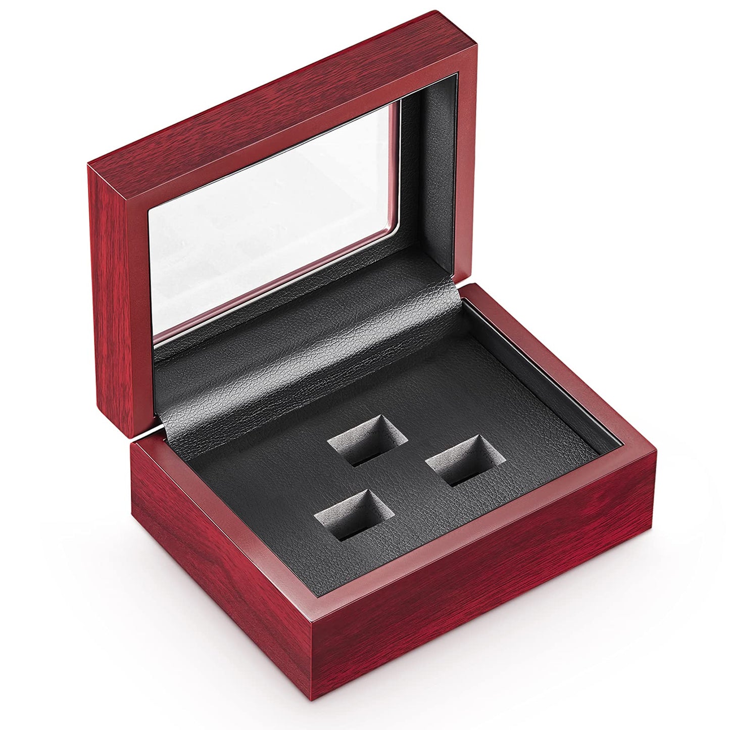 Championship Ring Display Case, Sports Baseball Ring Display Case Box For Multiple Rings and For Single/Replica/Softball Ring Display (3 Holes)