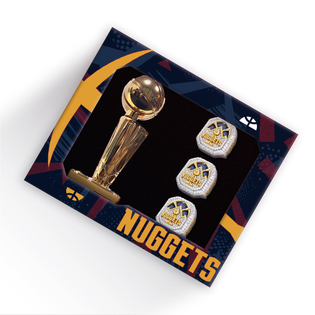 Gift Box 2023 Denver Nuggets Championship Trophy NBA Ring - Official Edition