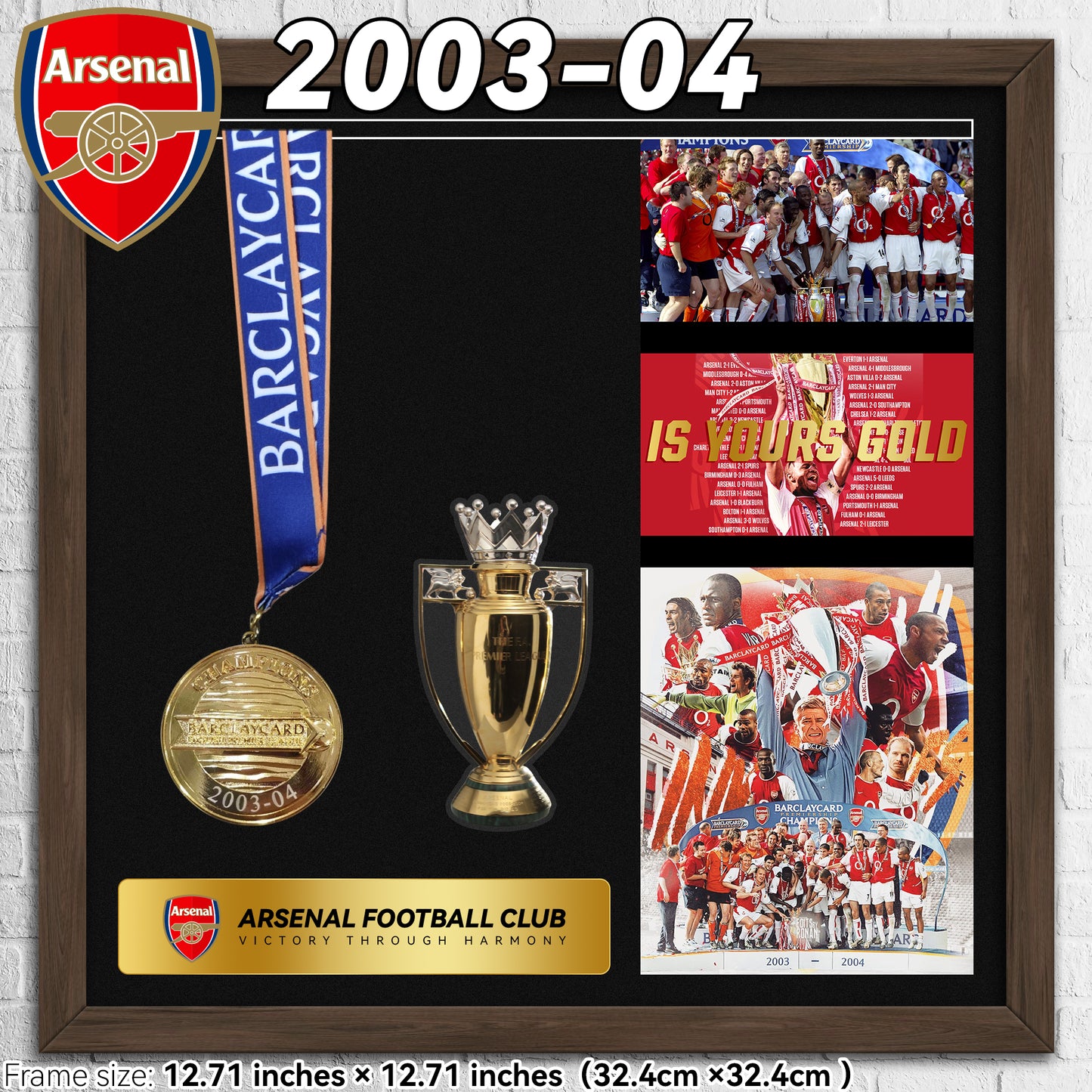 2003–04 Arsenal F.C. Unbeaten Season Football Medal Frame