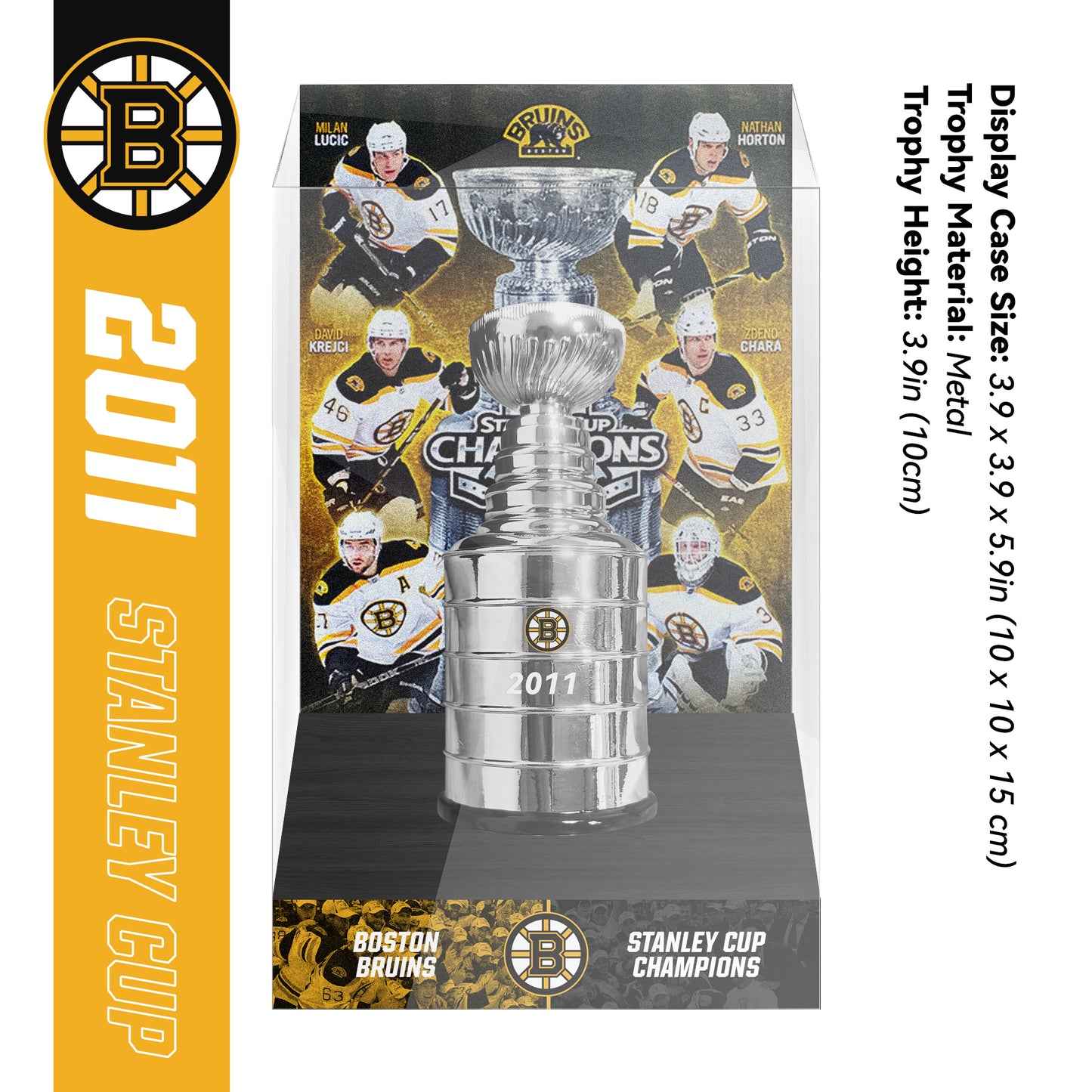 2011 Boston Bruins Stanley Cup Final Championship Trophy and Ring Display Case