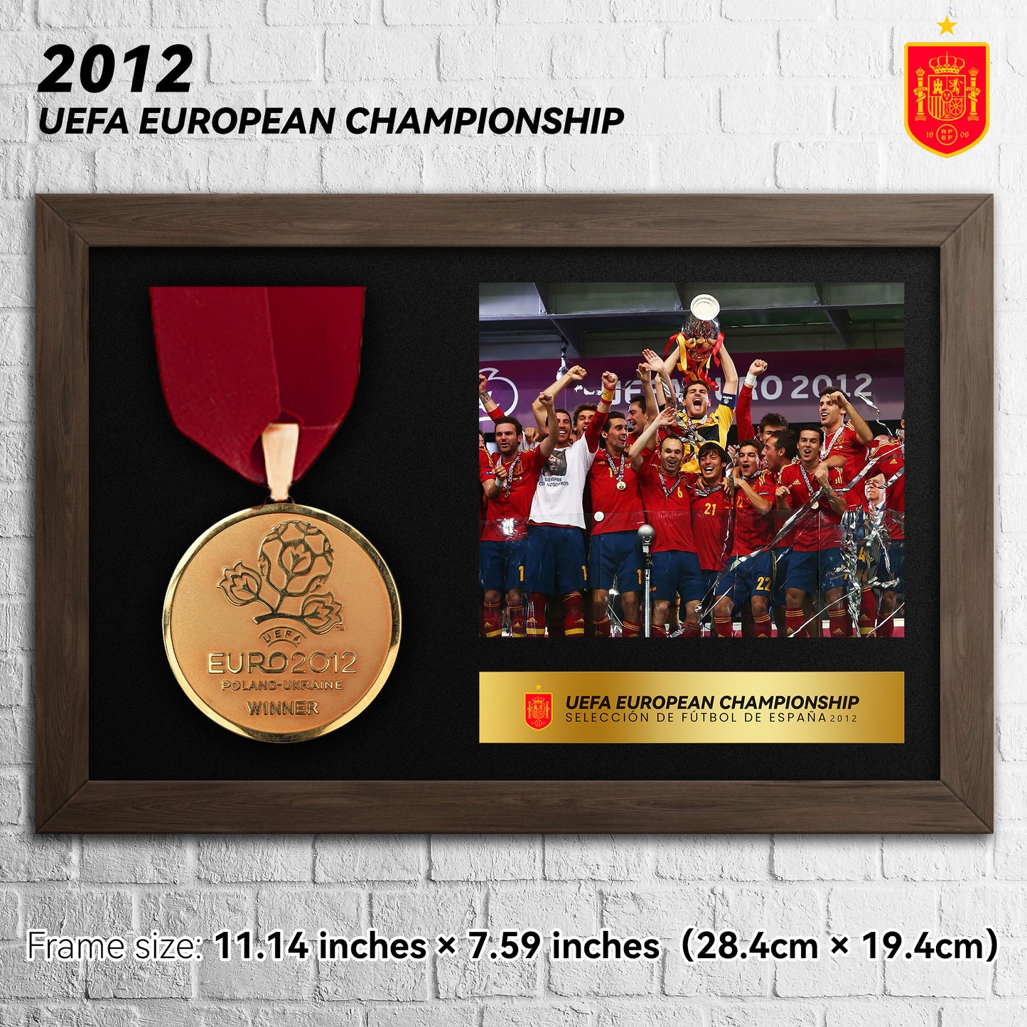 2012 Spain National Football Team UEFA European Championship Medal Frame