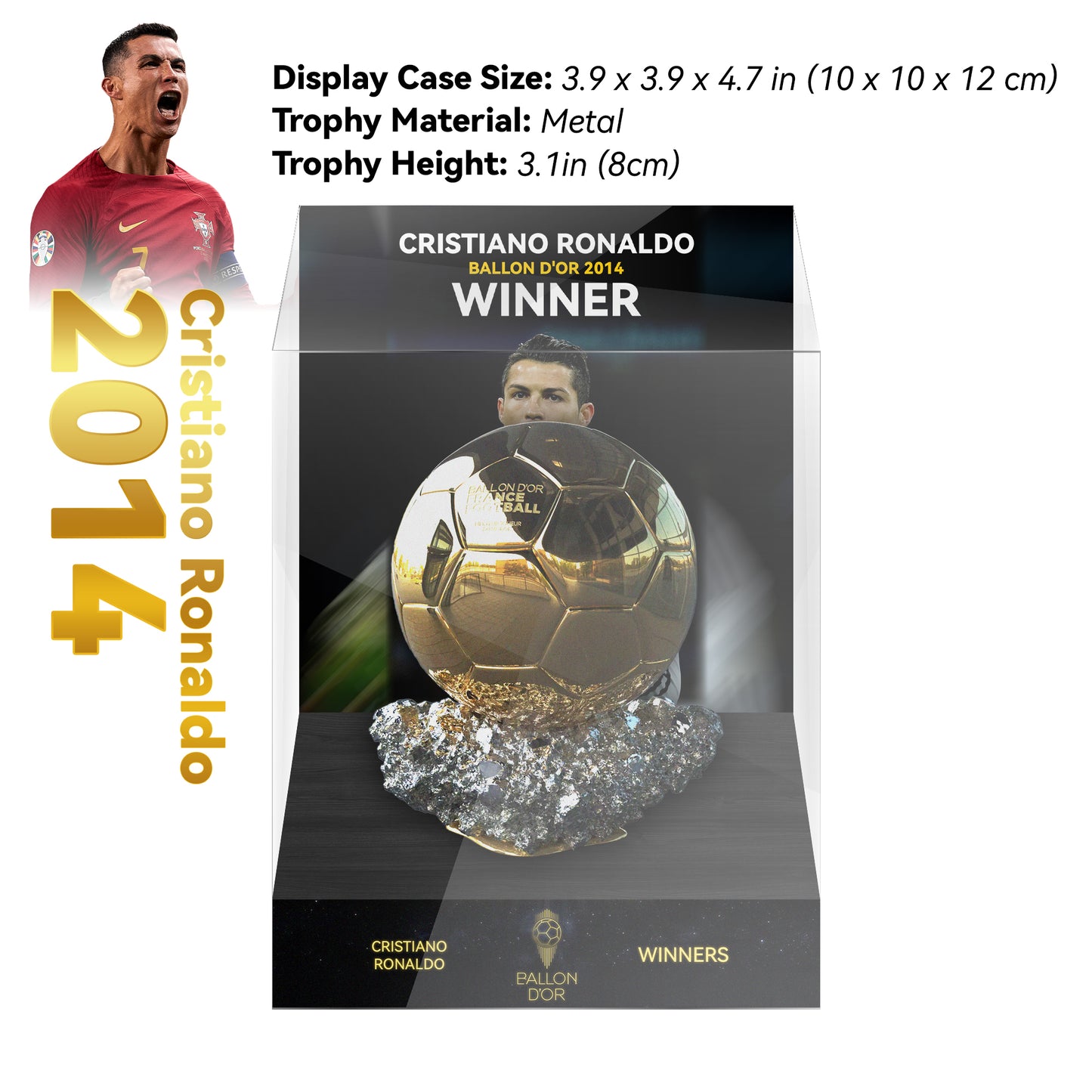 2014 CRISTIANO RONALDO Ballon d'Or Trophy Display Case