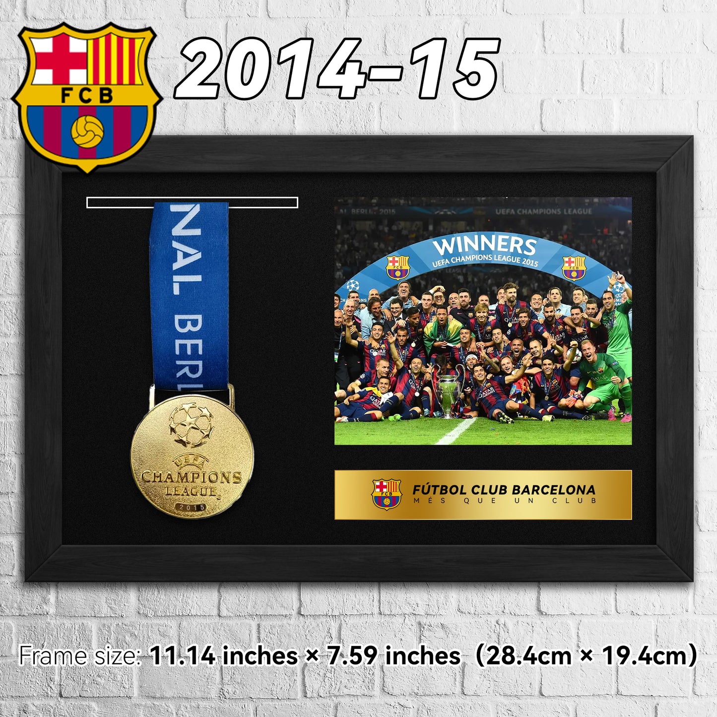 2014-15 FC Barcelona Champions Football Medal Frame