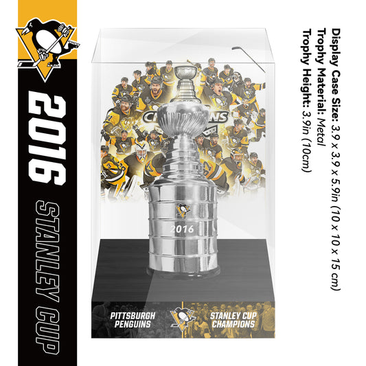 2016 Pittsburgh Penguins Stanley Cup Final Championship Trophy and Ring Display Case