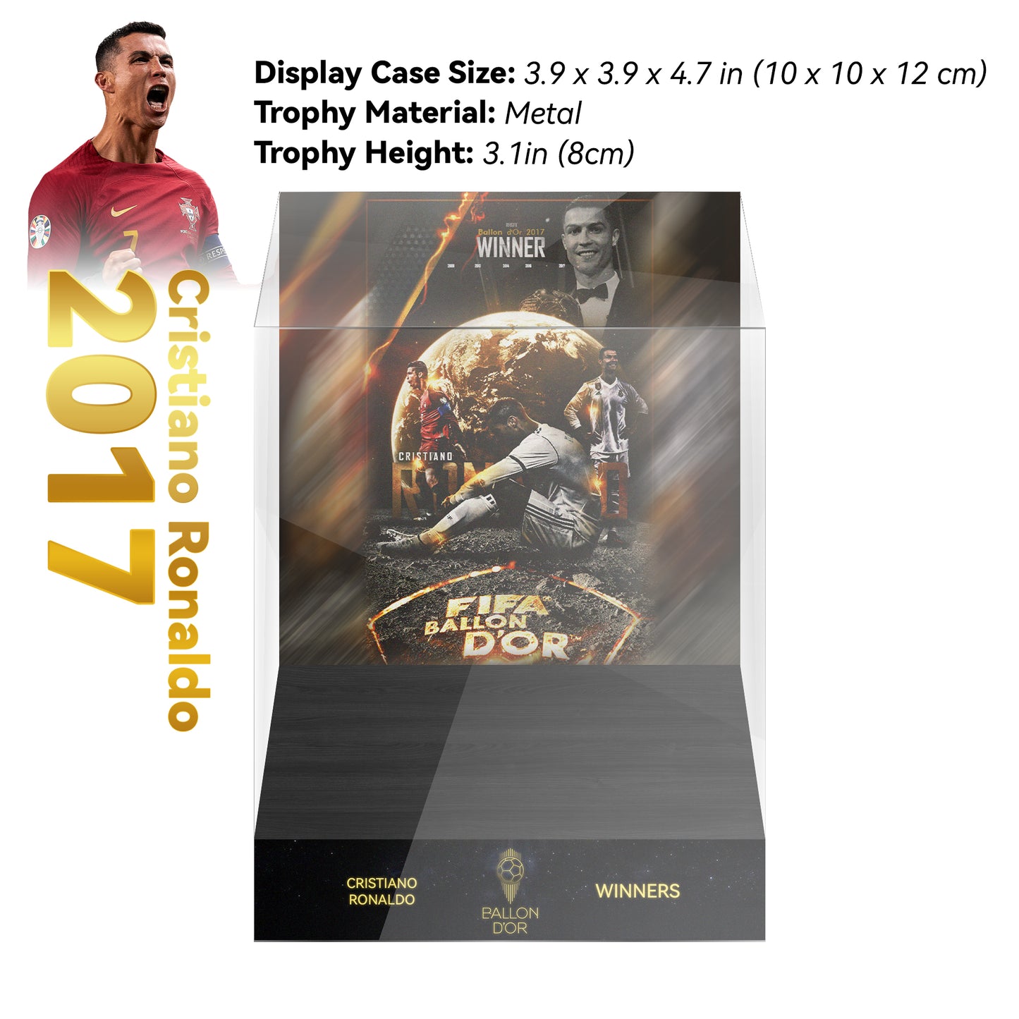 2017 CRISTIANO RONALDO Ballon d'Or Trophy Display Case