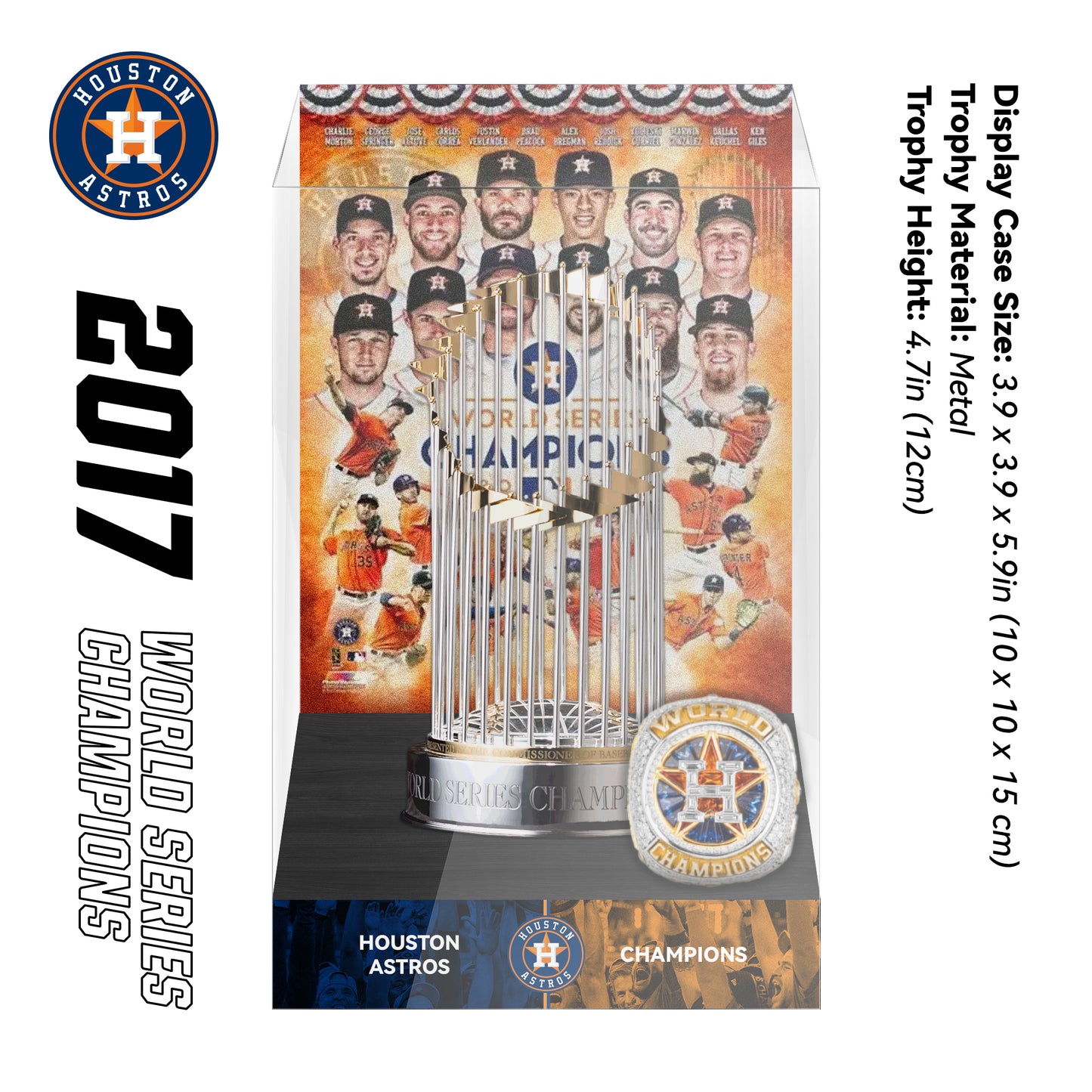 2017 Houston Astros MLB World Series Championship Trophy Display Case