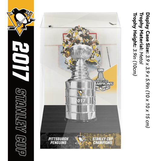 2017 Pittsburgh Penguins Stanley Cup Final Championship Trophy and Ring Display Case