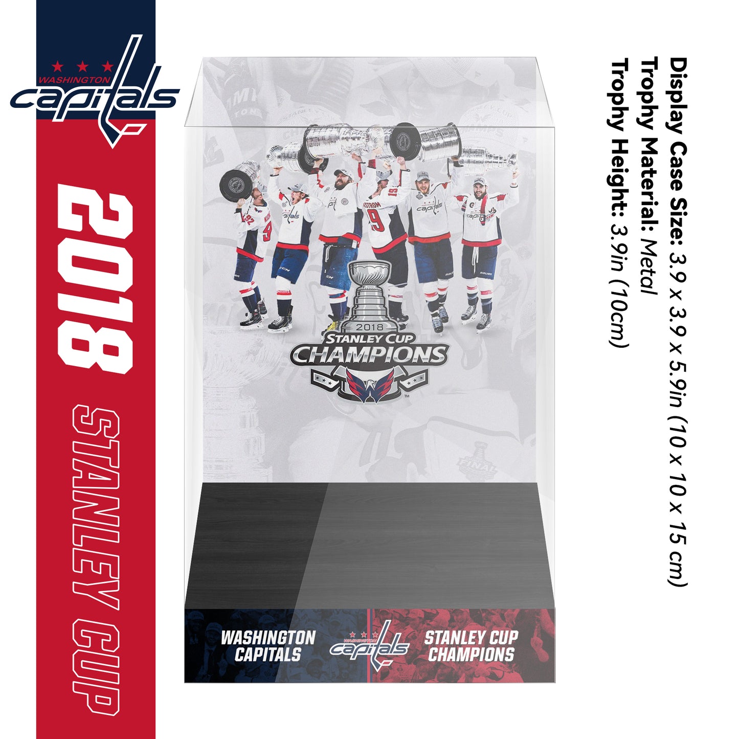 2018 Washington Capitals Stanley Cup Final Championship Trophy and Ring Display Case