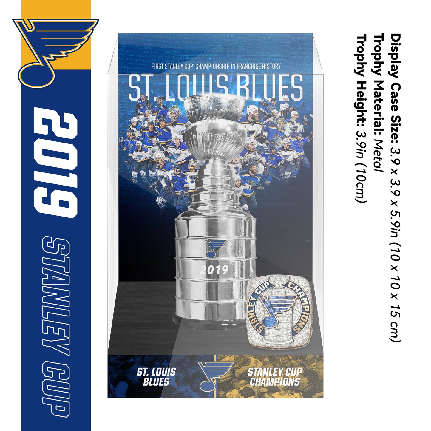 2019 St. Louis Blues Stanley Cup Final Championship Trophy and Ring Display Case
