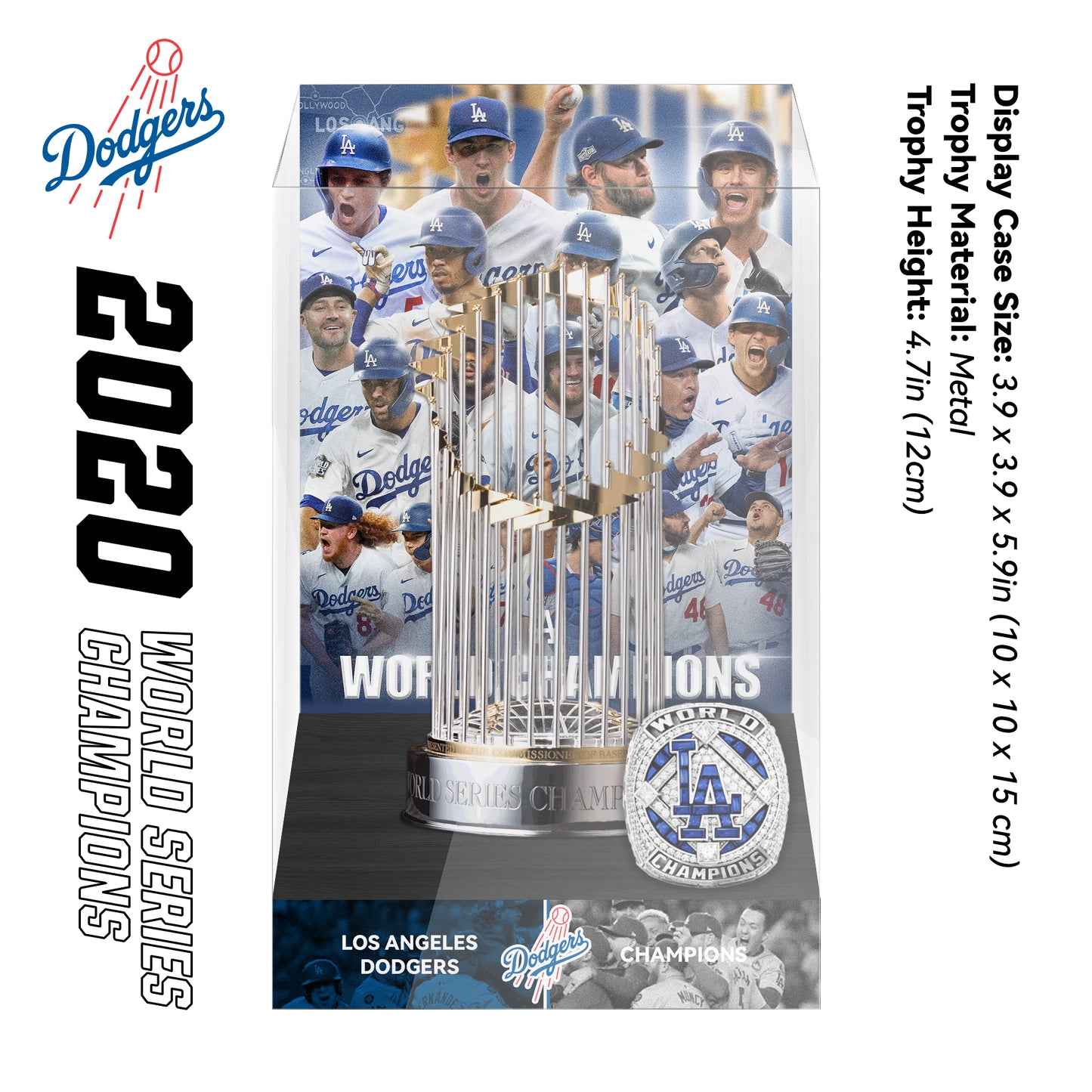 2020 Los Angeles Dodgers MLB World Series Championship Trophy Display Case
