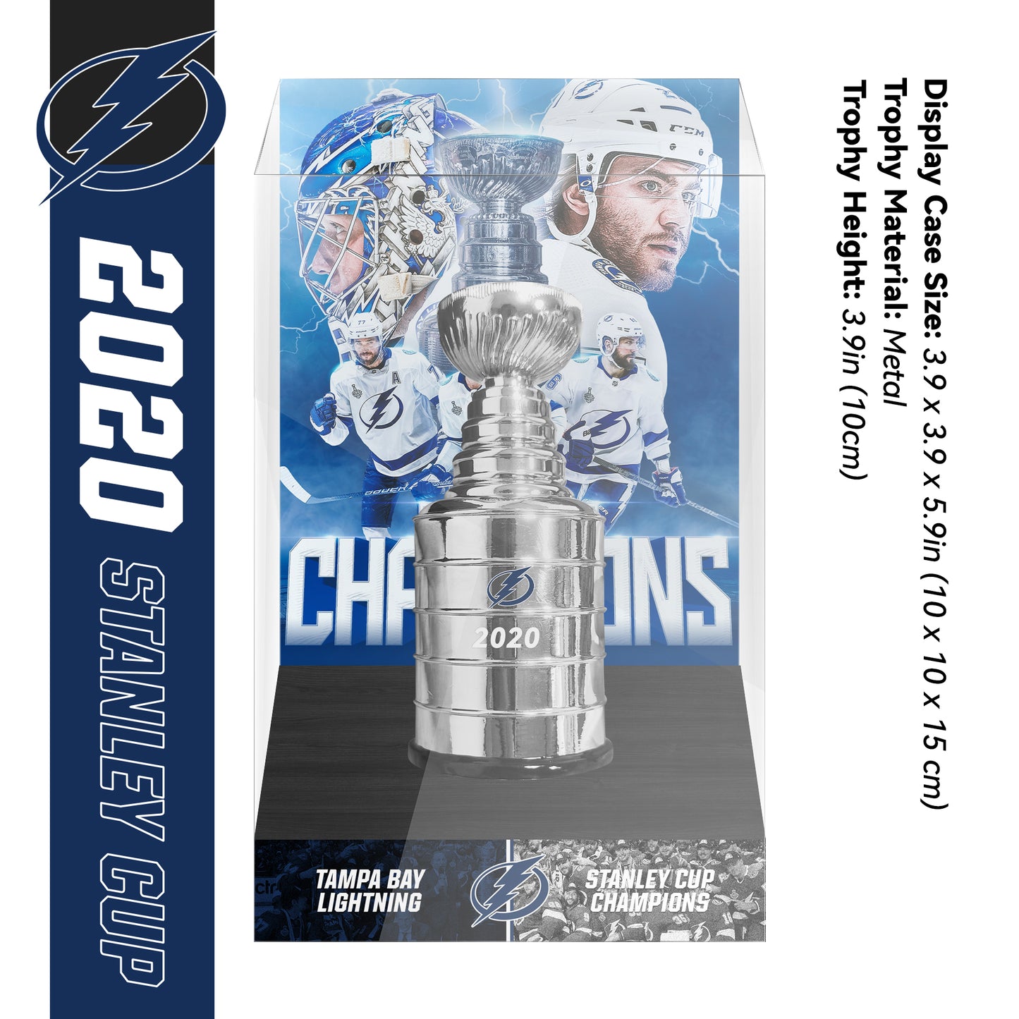 2020 Tampa Bay Lightning Stanley Cup Final Championship Trophy and Ring Display Case