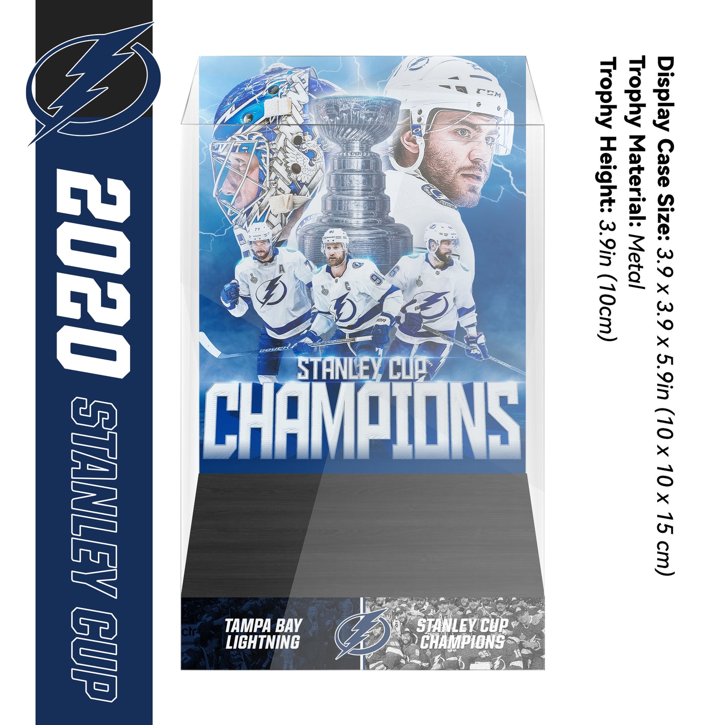 2020 Tampa Bay Lightning Stanley Cup Final Championship Trophy and Ring Display Case