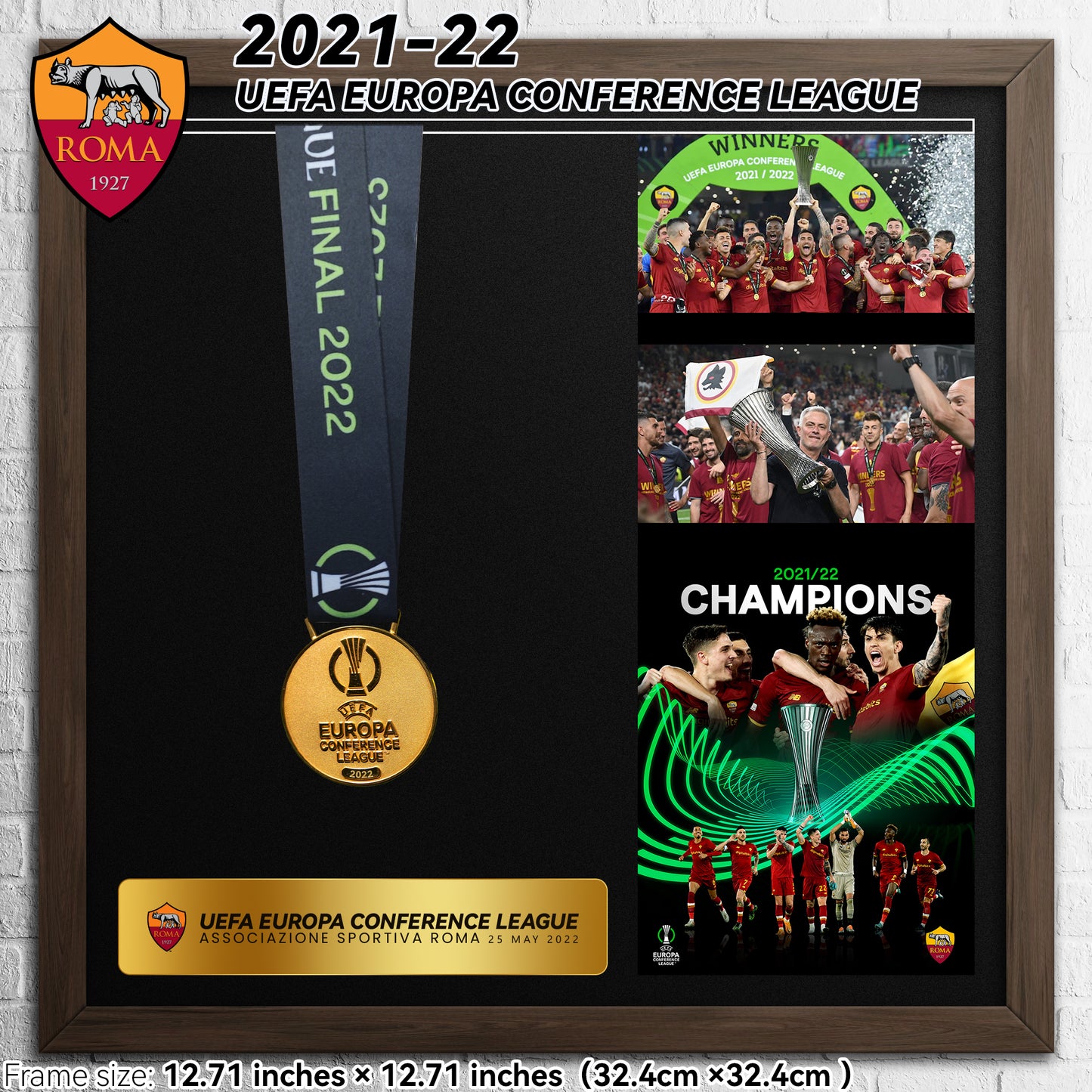 2021-22 A.S. Roma UEFA Conference League Football Medal Frame