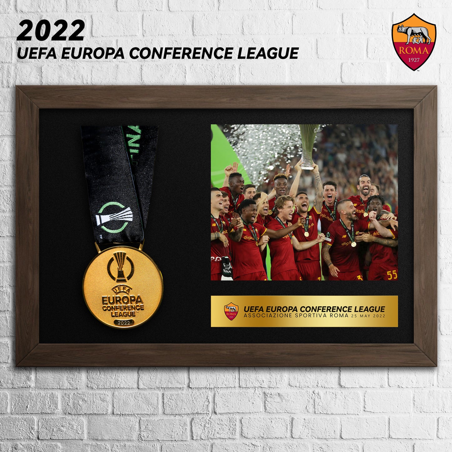 2021-22 A.S. Roma UEFA Conference League Football Medal Frame