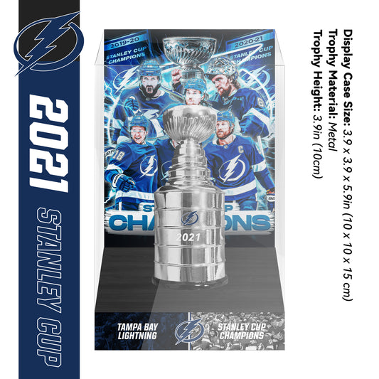 2021 Tampa Bay Lightning Stanley Cup Final Championship Trophy and Ring Display Case