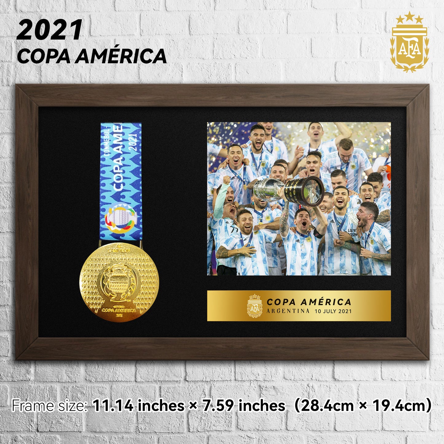 2021 Argentina Copa America CONMEBOL Football Medal Frame