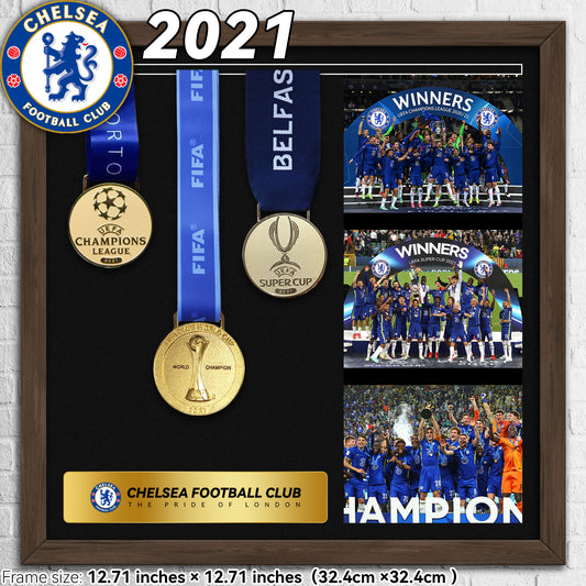 2021 Chelsea Football Club Champions Football Medal Frame