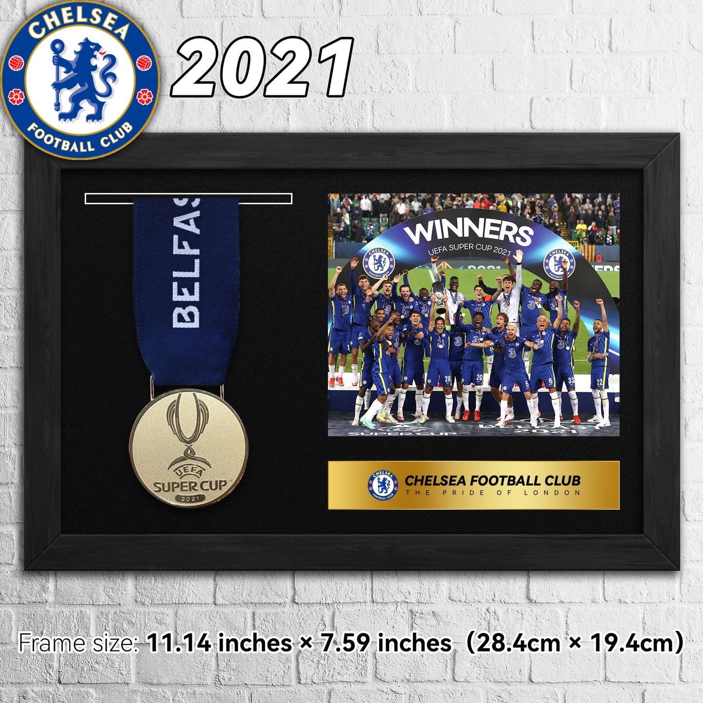 2021 Chelsea Football Club Champions Football Medal Frame