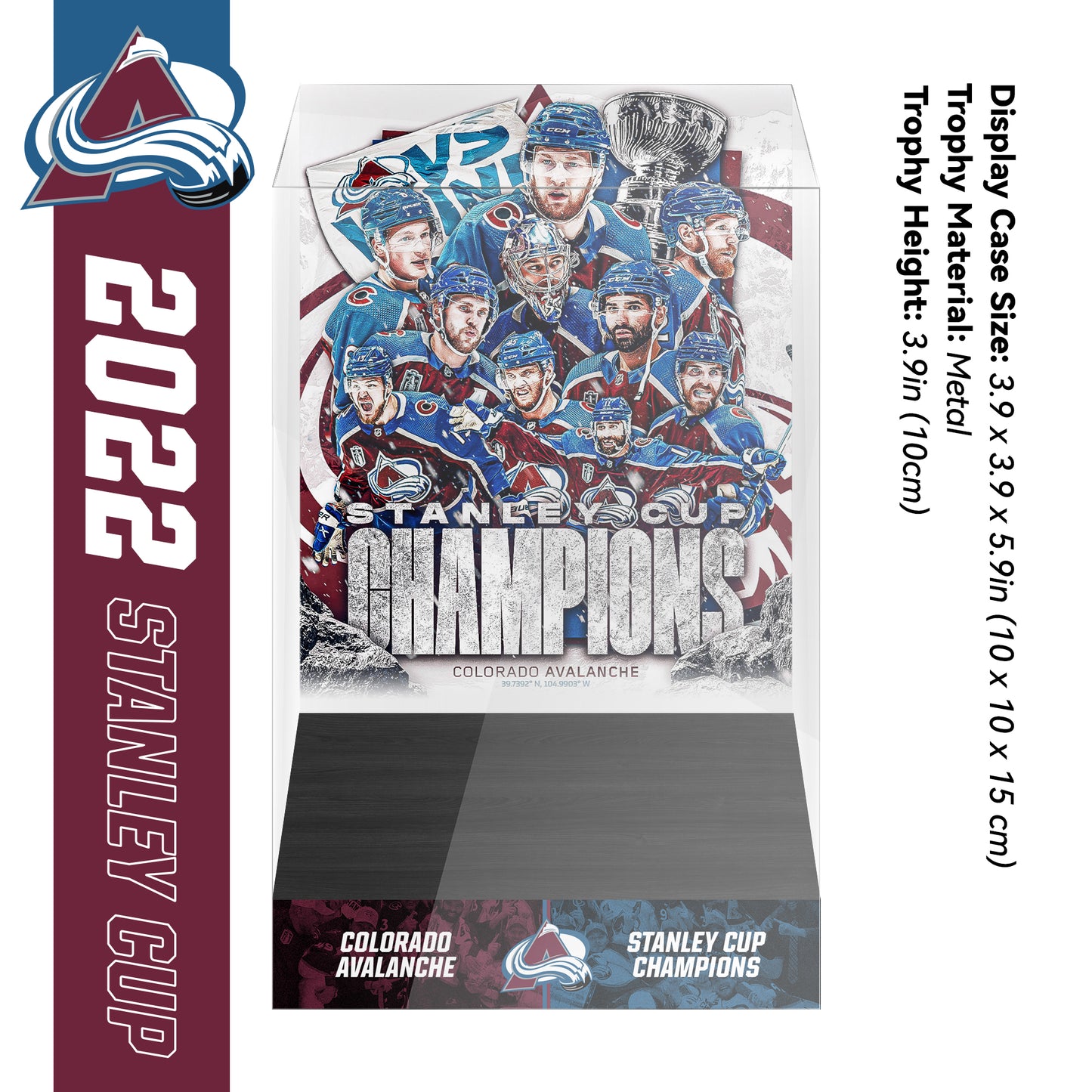 2022 Colorado Avalanche Stanley Cup Final Championship Trophy and Ring Display Case