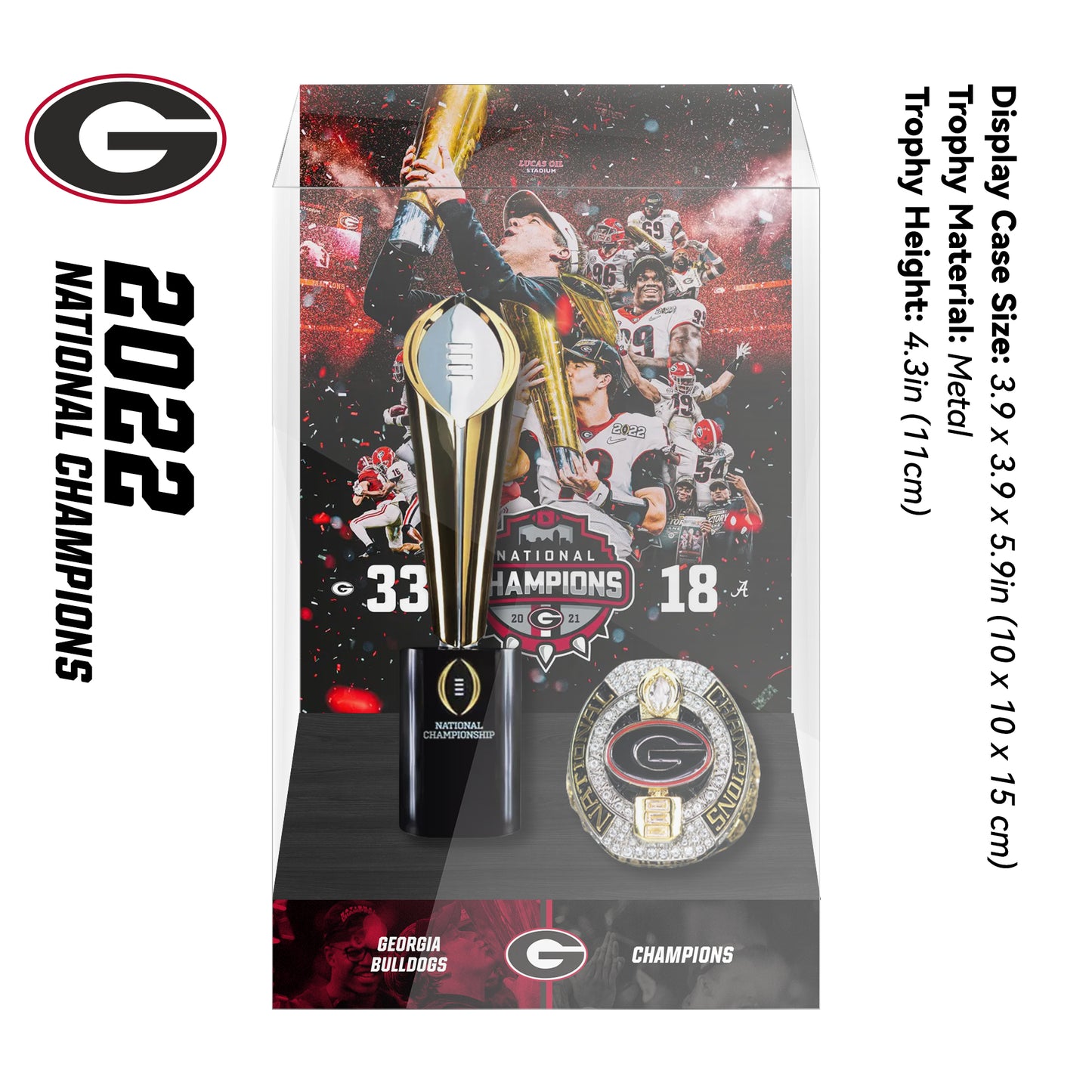 2022 Georgia Bulldogs Championship Trophy Display Case